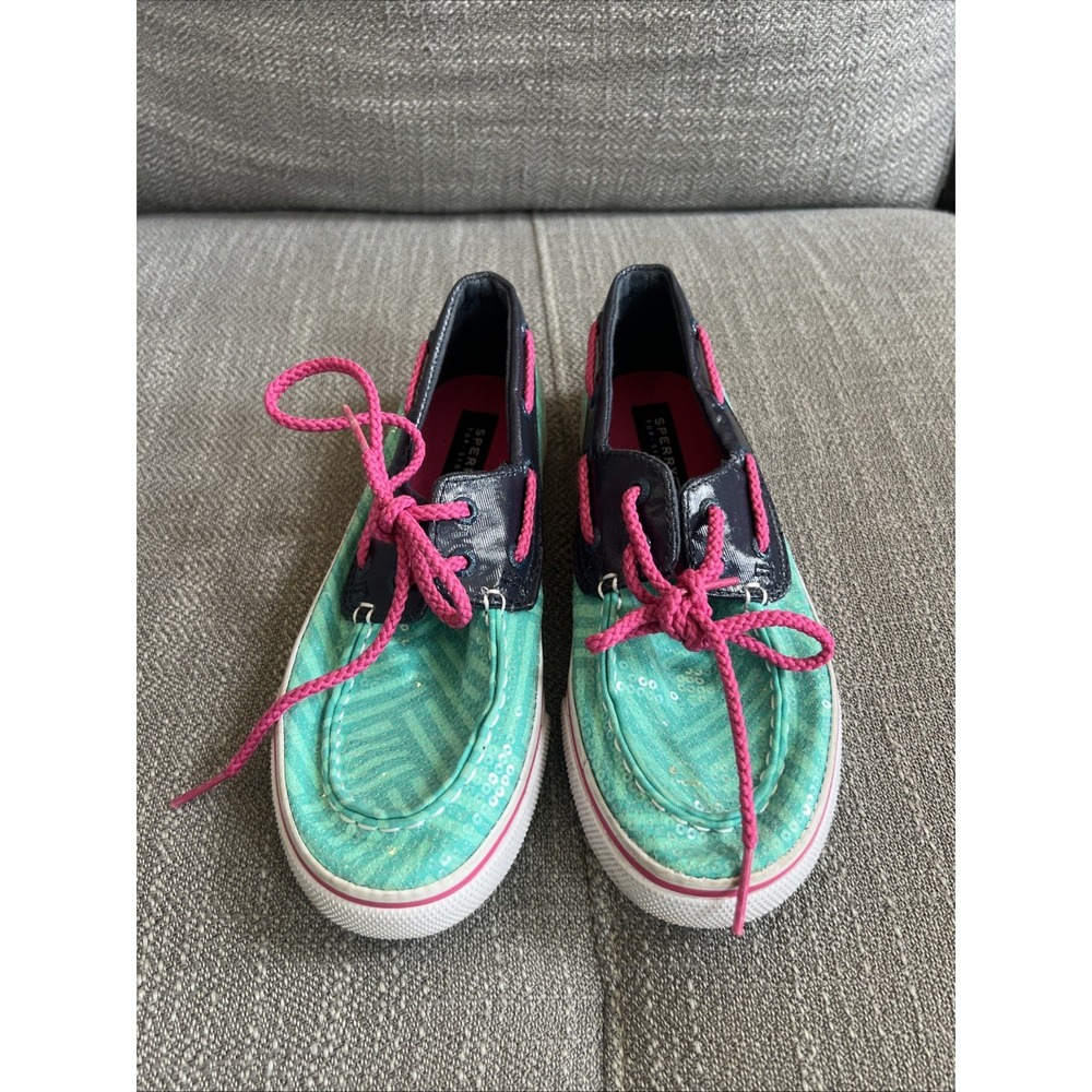 Sperry Top-Sider  1-Eye Turquoise And Hot Pink Shoes Women's Girls Size 2.0 M